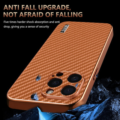 For iPhone 14 Pro AZNS Electroplated Edge Carbon Fiber Texture Phone Case(Black) - iPhone 14 Pro Cases by AZNS | Online Shopping UK | buy2fix