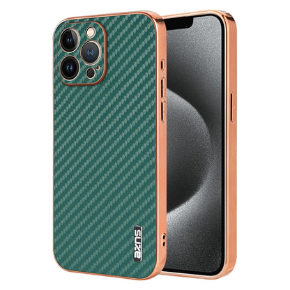 For iPhone 13 Pro Max AZNS Electroplated Edge Carbon Fiber Texture Phone Case(Green) - iPhone 13 Pro Max Cases by AZNS | Online Shopping UK | buy2fix