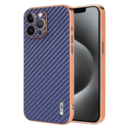 For iPhone 13 Pro AZNS Electroplated Edge Carbon Fiber Texture Phone Case(Blue) - iPhone 13 Pro Cases by AZNS | Online Shopping UK | buy2fix