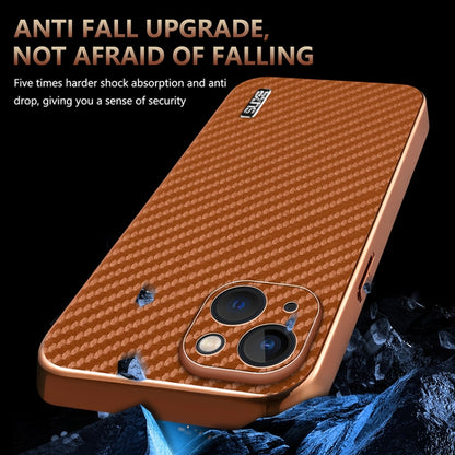 For iPhone 13 AZNS Electroplated Edge Carbon Fiber Texture Phone Case(Blue) - iPhone 13 Cases by AZNS | Online Shopping UK | buy2fix