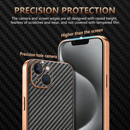For iPhone 13 AZNS Electroplated Edge Carbon Fiber Texture Phone Case(Blue) - iPhone 13 Cases by AZNS | Online Shopping UK | buy2fix