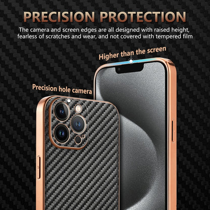 For iPhone 12 Pro Max AZNS Electroplated Edge Carbon Fiber Texture Phone Case(Black) - iPhone 12 Pro Max Cases by AZNS | Online Shopping UK | buy2fix