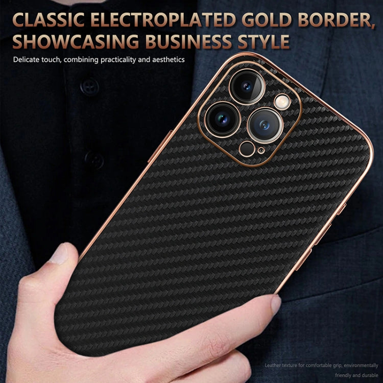 For iPhone 12 Pro Max AZNS Electroplated Edge Carbon Fiber Texture Phone Case(Black) - iPhone 12 Pro Max Cases by AZNS | Online Shopping UK | buy2fix