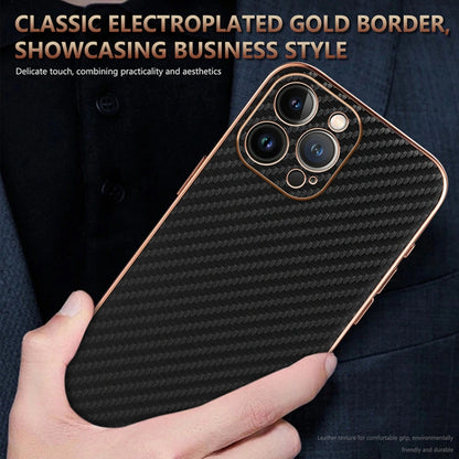 For iPhone 12 Pro Max AZNS Electroplated Edge Carbon Fiber Texture Phone Case(Black) - iPhone 12 Pro Max Cases by AZNS | Online Shopping UK | buy2fix