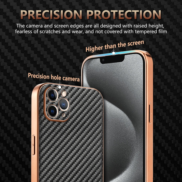 For iPhone 11 Pro AZNS Electroplated Edge Carbon Fiber Texture Phone Case(Black) - iPhone 11 Pro Cases by AZNS | Online Shopping UK | buy2fix