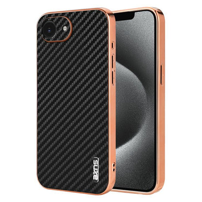 For iPhone 16e AZNS Electroplated Edge Carbon Fiber Texture Phone Case(Black) - iPhone 16e Cases by AZNS | Online Shopping UK | buy2fix