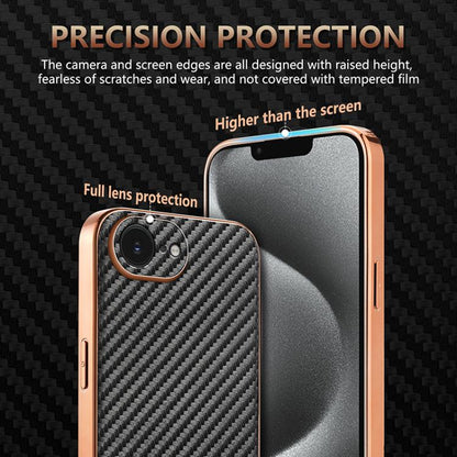 For iPhone 16e AZNS Electroplated Edge Carbon Fiber Texture Phone Case(Green) - iPhone 16e Cases by AZNS | Online Shopping UK | buy2fix