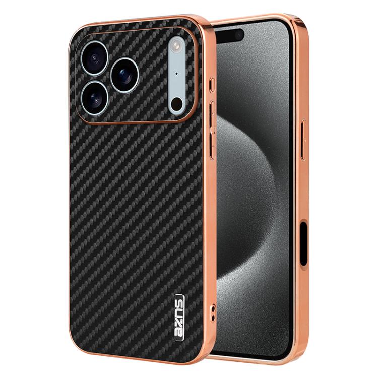 For iPhone 17 Pro Max AZNS Electroplated Edge Carbon Fiber Texture Phone Case(Black) - iPhone 17 Pro Max Cases by AZNS | Online Shopping UK | buy2fix