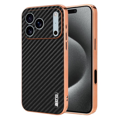 For iPhone 17 Pro Max AZNS Electroplated Edge Carbon Fiber Texture Phone Case(Black) - iPhone 17 Pro Max Cases by AZNS | Online Shopping UK | buy2fix