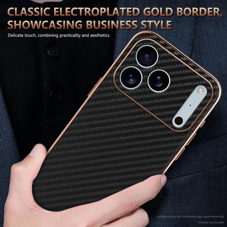 For iPhone 17 Pro Max AZNS Electroplated Edge Carbon Fiber Texture Phone Case(Black) - iPhone 17 Pro Max Cases by AZNS | Online Shopping UK | buy2fix