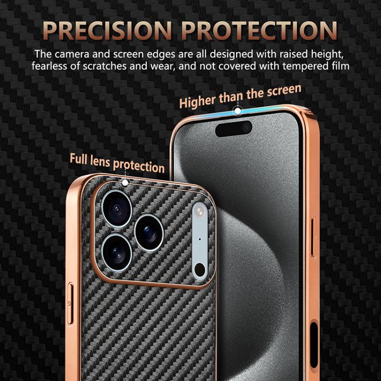 For iPhone 17 Pro Max AZNS Electroplated Edge Carbon Fiber Texture Phone Case(Blue) - iPhone 17 Pro Max Cases by AZNS | Online Shopping UK | buy2fix