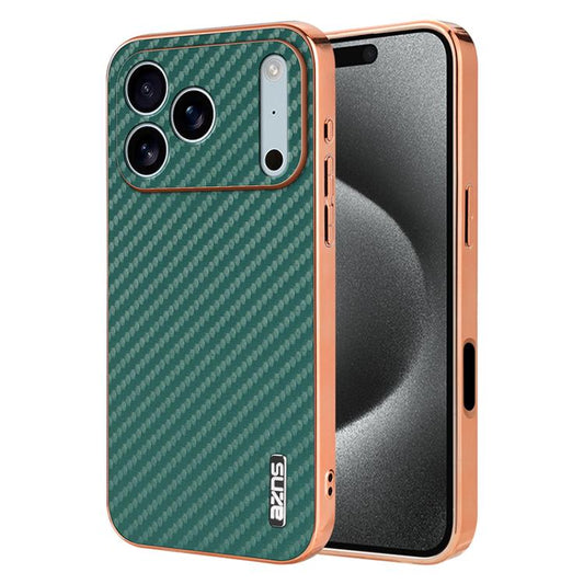 For iPhone 17 Pro Max AZNS Electroplated Edge Carbon Fiber Texture Phone Case(Green) - iPhone 17 Pro Max Cases by AZNS | Online Shopping UK | buy2fix