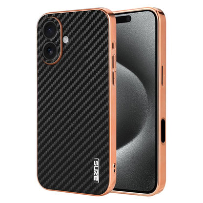 For iPhone 17 AZNS Electroplated Edge Carbon Fiber Texture Phone Case(Black) - iPhone 17 Cases by AZNS | Online Shopping UK | buy2fix