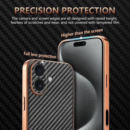 For iPhone 17 AZNS Electroplated Edge Carbon Fiber Texture Phone Case(Brown) - iPhone 17 Cases by AZNS | Online Shopping UK | buy2fix