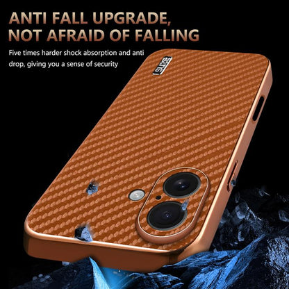 For iPhone 17 AZNS Electroplated Edge Carbon Fiber Texture Phone Case(Blue) - iPhone 17 Cases by AZNS | Online Shopping UK | buy2fix