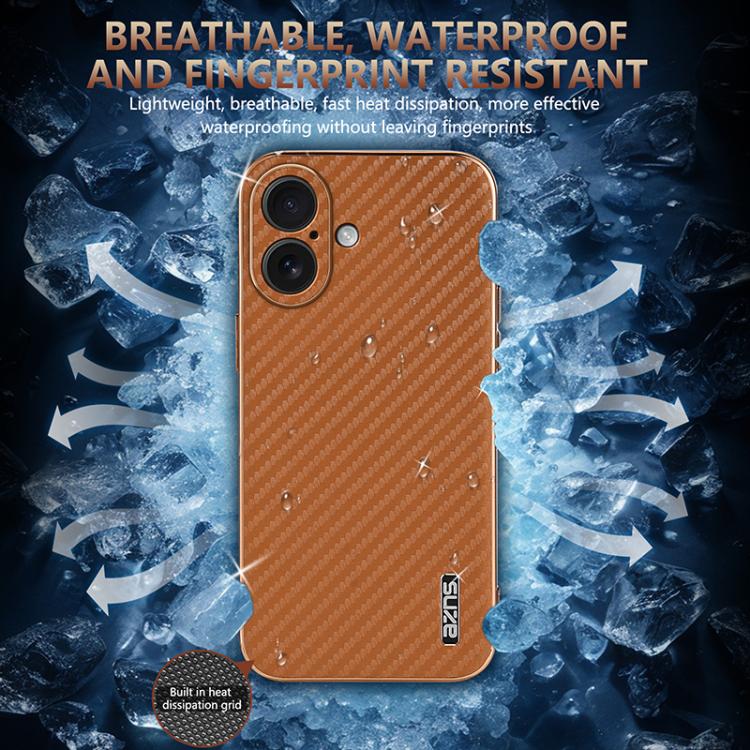 For iPhone 17 AZNS Electroplated Edge Carbon Fiber Texture Phone Case(Green) - iPhone 17 Cases by AZNS | Online Shopping UK | buy2fix