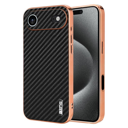 For iPhone 17 Air AZNS Electroplated Edge Carbon Fiber Texture Phone Case(Black) - iPhone 17 Air Cases by AZNS | Online Shopping UK | buy2fix