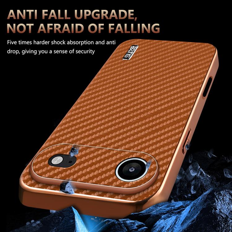 For iPhone 17 Air AZNS Electroplated Edge Carbon Fiber Texture Phone Case(Black) - iPhone 17 Air Cases by AZNS | Online Shopping UK | buy2fix