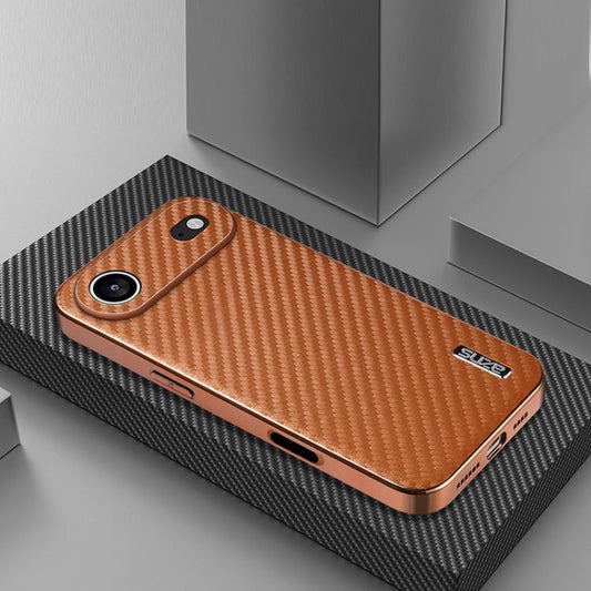 For iPhone 17 Air AZNS Electroplated Edge Carbon Fiber Texture Phone Case(Brown) - iPhone 17 Air Cases by AZNS | Online Shopping UK | buy2fix