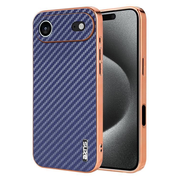 For iPhone 17 Air AZNS Electroplated Edge Carbon Fiber Texture Phone Case(Blue) - iPhone 17 Air Cases by AZNS | Online Shopping UK | buy2fix