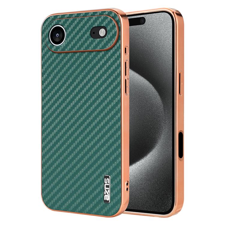 For iPhone 17 Air AZNS Electroplated Edge Carbon Fiber Texture Phone Case(Green) - iPhone 17 Air Cases by AZNS | Online Shopping UK | buy2fix