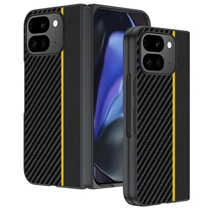 For Google Pixel 10 Pro Fold Ultra-thin Carbon Fiber Texture Printing Phone Case(Black Yellow) - Google Cases by buy2fix | Online Shopping UK | buy2fix