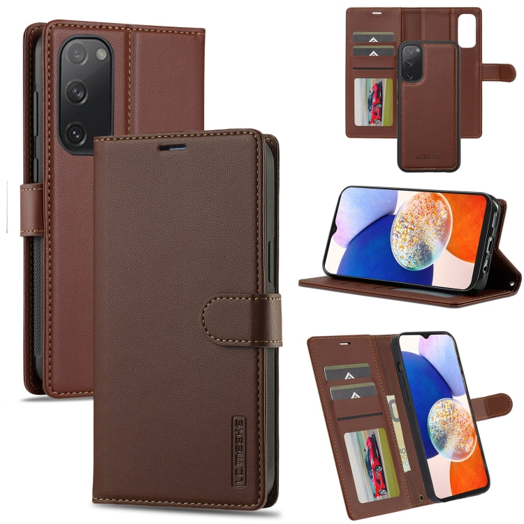 For Samsung Galaxy S20 FE 5G LC.IMEEKE L2 Series Detachable Magsafe PU Phone Case with Lanyard(Brown) - Galaxy Phone Cases by LC.IMEEKE | Online Shopping UK | buy2fix