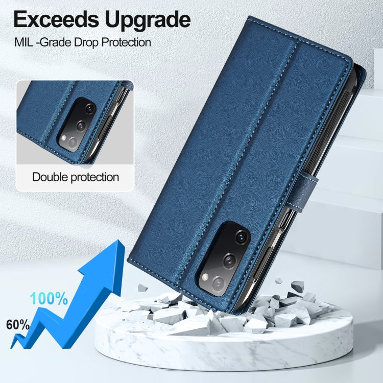 For Samsung Galaxy S20 FE 5G LC.IMEEKE L2 Series Detachable Magsafe PU Phone Case with Lanyard(Blue) - Galaxy Phone Cases by LC.IMEEKE | Online Shopping UK | buy2fix