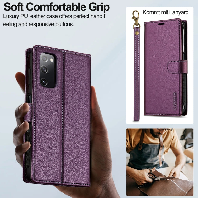 For Samsung Galaxy S20 FE 5G LC.IMEEKE L2 Series Detachable Magsafe PU Phone Case with Lanyard(Purple) - Galaxy Phone Cases by LC.IMEEKE | Online Shopping UK | buy2fix