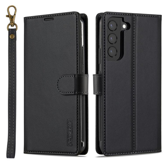 For Samsung Galaxy S25 5G LC.IMEEKE L2 Series Detachable Magsafe PU Phone Case with Lanyard(Black)