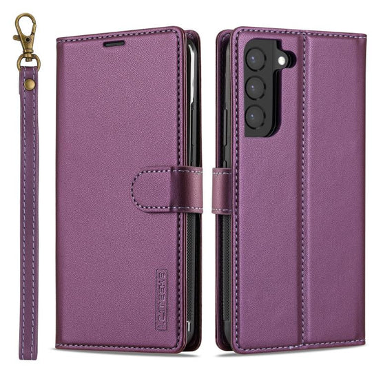 For Samsung Galaxy S25 5G LC.IMEEKE L2 Series Detachable Magsafe PU Phone Case with Lanyard(Purple)