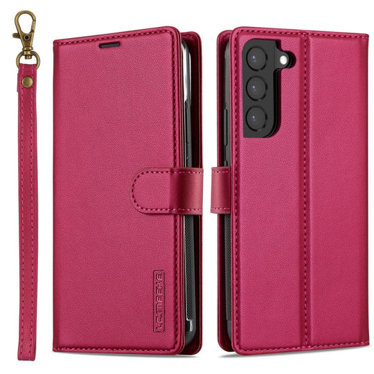 For Samsung Galaxy S25 5G LC.IMEEKE L2 Series Detachable Magsafe PU Phone Case with Lanyard(Red)
