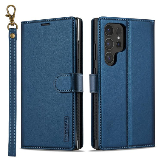 For Samsung Galaxy S25 Ultra 5G LC.IMEEKE L2 Series Detachable Magsafe PU Phone Case with Lanyard(Blue)