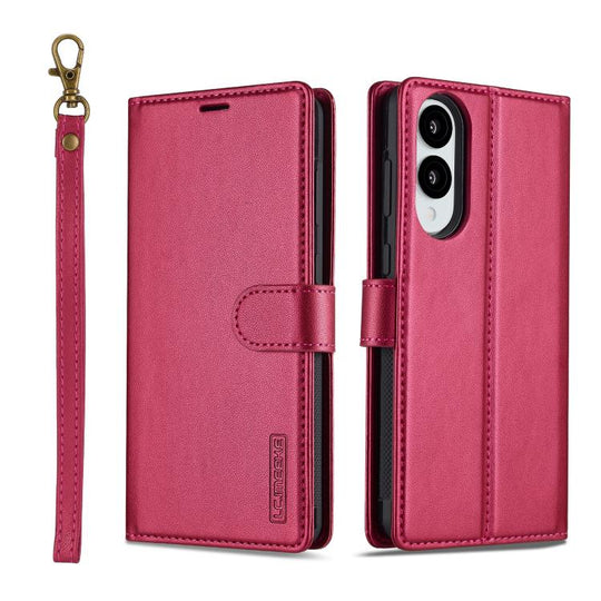 For Samsung Galaxy S25 Edge 5G LC.IMEEKE L2 Series Detachable Magsafe PU Phone Case with Lanyard(Red)