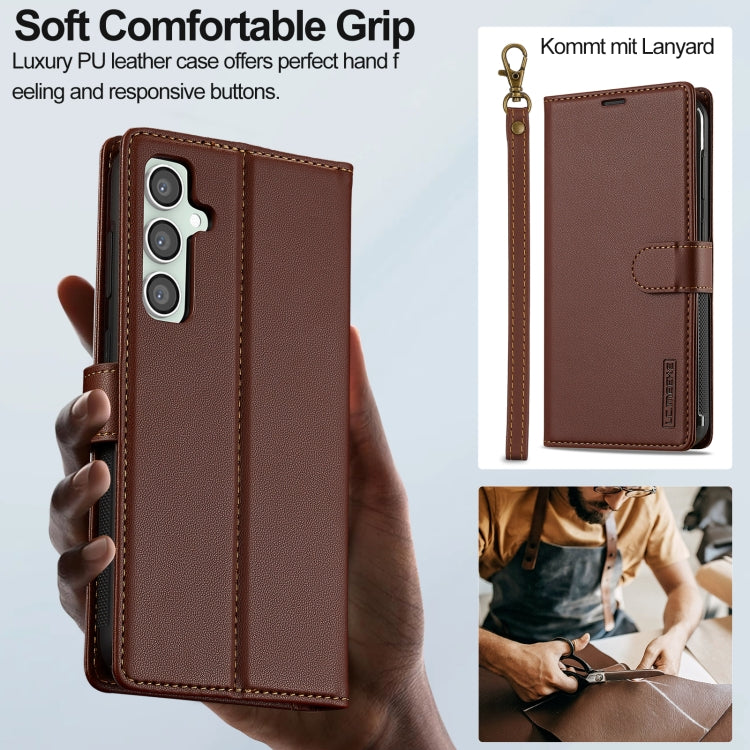 For Samsung Galaxy A55 5G LC.IMEEKE L2 Series Detachable Magsafe PU Phone Case with Lanyard(Brown) - Galaxy Phone Cases by LC.IMEEKE | Online Shopping UK | buy2fix