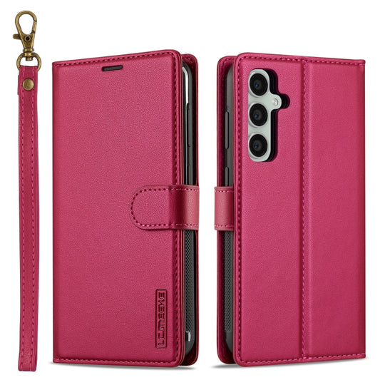 For Samsung Galaxy A35 5G LC.IMEEKE L2 Series Detachable Magsafe PU Phone Case with Lanyard(Red)