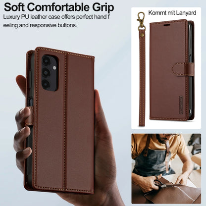 For Samsung Galaxy A14 4G / A14 5G LC.IMEEKE L2 Series Detachable Magsafe PU Phone Case with Lanyard(Brown) - Galaxy Phone Cases by LC.IMEEKE | Online Shopping UK | buy2fix