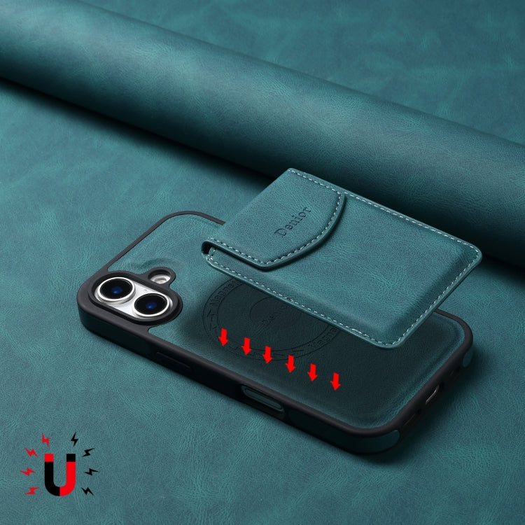 For iPhone 16 Plus Denior D19 Skin Feel MagSafe Detachable Card Slot Phone Case(Blue) by Denior