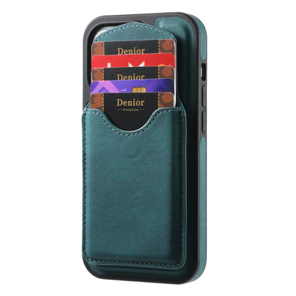 For iPhone 16 Plus Denior D19 Skin Feel MagSafe Detachable Card Slot Phone Case(Blue) by Denior