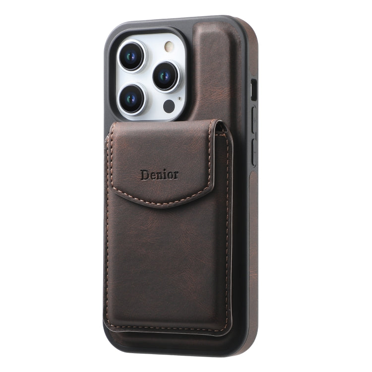 For iPhone 16 Plus Denior D19 Skin Feel MagSafe Detachable Card Slot Phone Case(Brown) - iPhone 16 Plus Cases by Denior | Online Shopping UK | buy2fix