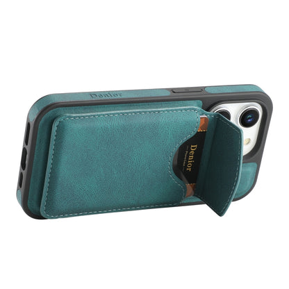 For iPhone 15 Plus / 14 Plus Denior D19 Skin Feel MagSafe Detachable Card Slot Phone Case(Blue) - iPhone 15 Plus Cases by Denior | Online Shopping UK | buy2fix