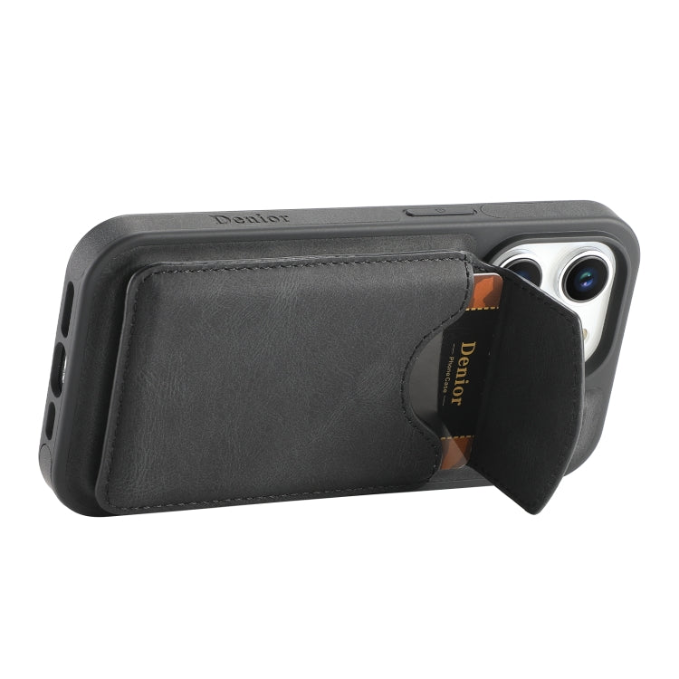 For iPhone 14 / 13 Denior D19 Skin Feel MagSafe Detachable Card Slot Phone Case(Black) - iPhone 14 Cases by Denior | Online Shopping UK | buy2fix