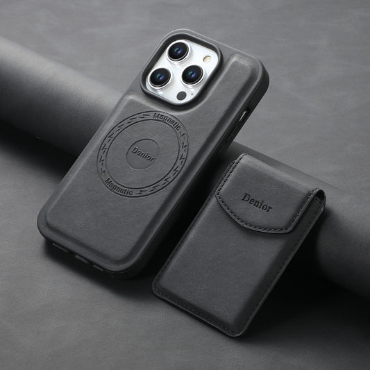 For iPhone 12 Pro Max Denior D19 Skin Feel MagSafe Detachable Card Slot Phone Case(Black) by Denior