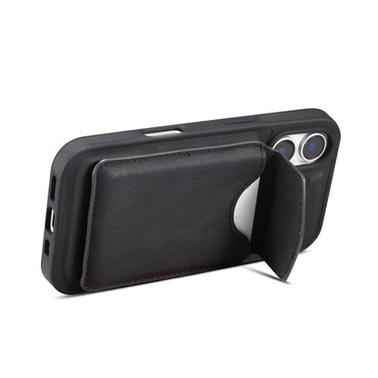 For iPhone 16 Denior D20 Skin Feel MagSafe Holder Detachable Card Slot Phone Case(Black) by Denior