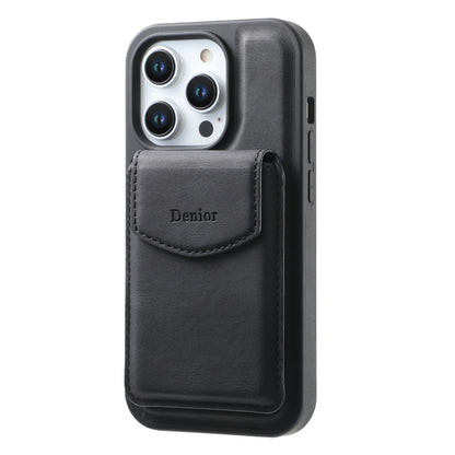 For iPhone 14 Pro Max Denior D20 Skin Feel MagSafe Holder Detachable Card Slot Phone Case(Black) by Denior