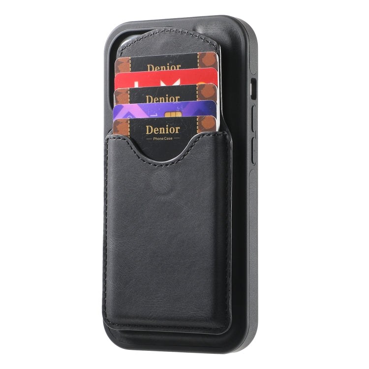 For iPhone 14 Pro Max Denior D20 Skin Feel MagSafe Holder Detachable Card Slot Phone Case(Black) by Denior