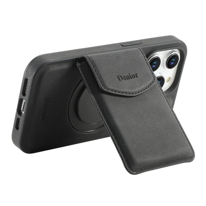 For iPhone 14 Pro Max Denior D20 Skin Feel MagSafe Holder Detachable Card Slot Phone Case(Black) by Denior