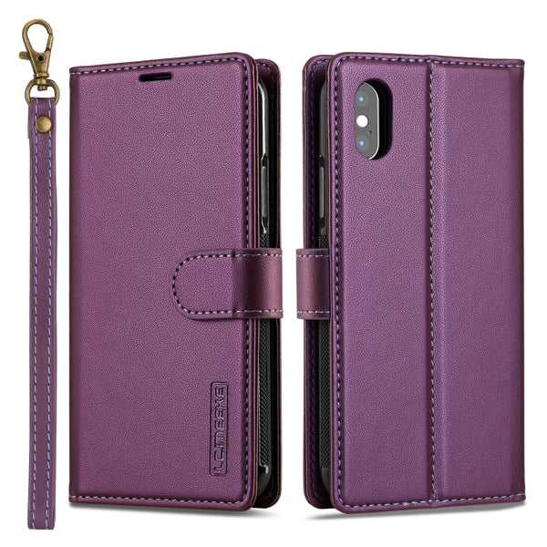 For iPhone XS Max LC.IMEEKE L2 Series Detachable Magsafe PU Phone Case with Lanyard(Purple) by LC.IMEEKE