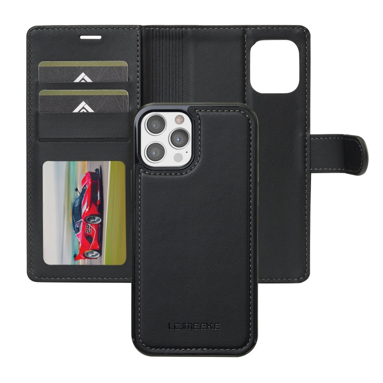 For iPhone 12 Pro Max LC.IMEEKE L2 Series Detachable Magsafe PU Phone Case with Lanyard(Black) - iPhone 12 Pro Max Cases by LC.IMEEKE | Online Shopping UK | buy2fix