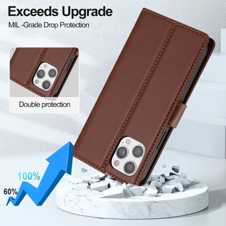 For iPhone 14 Pro Max LC.IMEEKE L2 Series Detachable Magsafe PU Phone Case with Lanyard(Brown) - iPhone 14 Pro Max Cases by LC.IMEEKE | Online Shopping UK | buy2fix